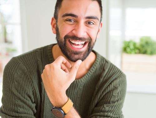 happy man with a bright smile with dental implants in Katoomba